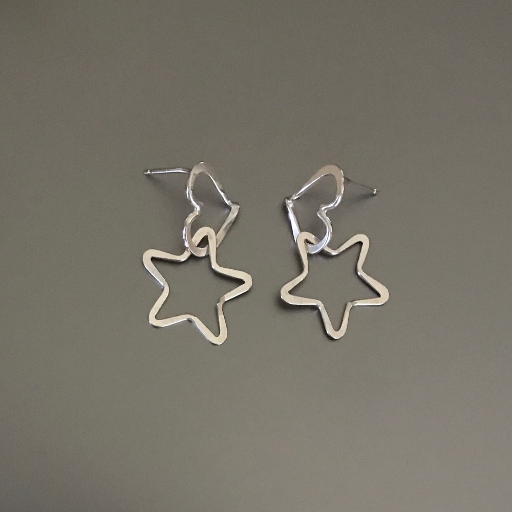 Sterling silver earrings with heart and star hoops